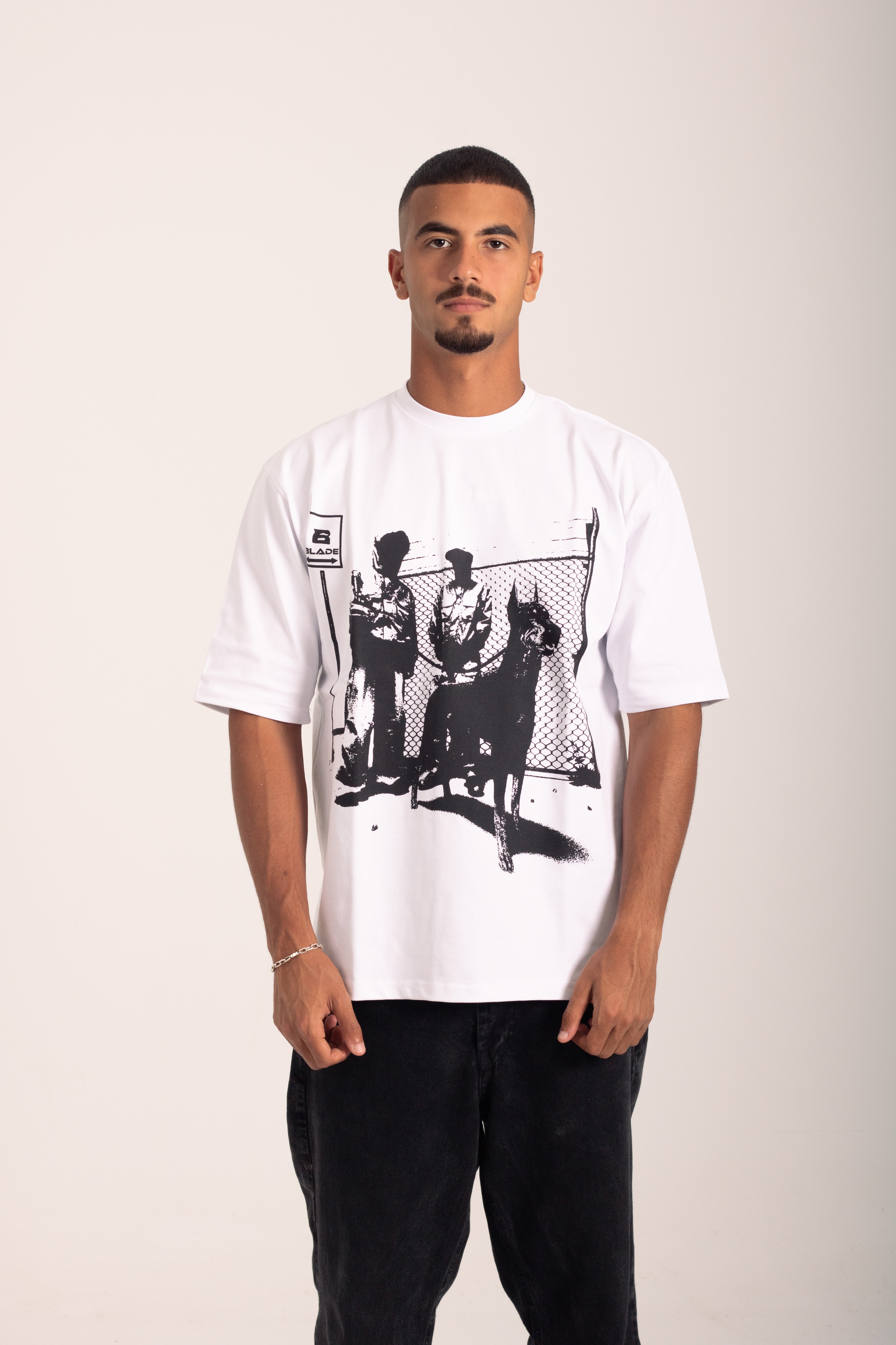 white BLADE oversized T-shirt